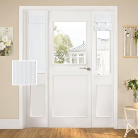 HOMEIDEAS Blackout Linen Sidelight Curtains for Front Door, Side Door Window Curtains, Small Window,Thermal Insulated Covering, 1 Panel, W12 X L40 Inch, Pure White