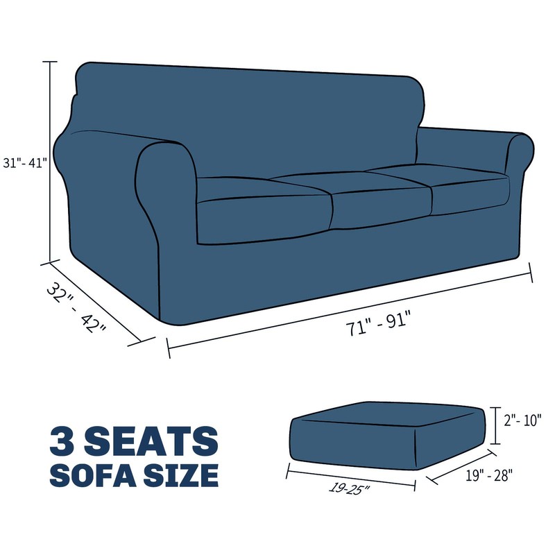 JIVINER 4 Pieces Couch Covers for 3 Cushion Couch Stretch