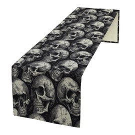 Gothic Table Runner Dark Skull Pattern Table Runner Table Cloth Decoration Dresser Garden Farmhouse Wedding Party Vacation Dinner Home 13x36 inches