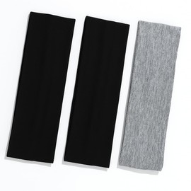 ASHARZ 7cm Headband, 3 Pack Running Hair Bands For Women, Girls' Sport Headbands, Sweat Bands for Sweat-Wicking, Soft Head Bands for Sports, Yoga (2 Black + 1 Grey)