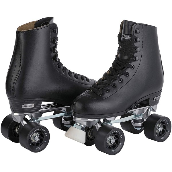 CHICAGO SKATES Chicago Men's Premium Leather Lined Rink Roller Skate - Classic Black Quad Skates - Size 5