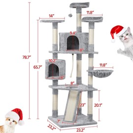 Yaheetech 79 inches Multi-Level Cat Tree Condo with Scratching Post Pet Stand Play House Furniture Kitten Kitty Activity Tower