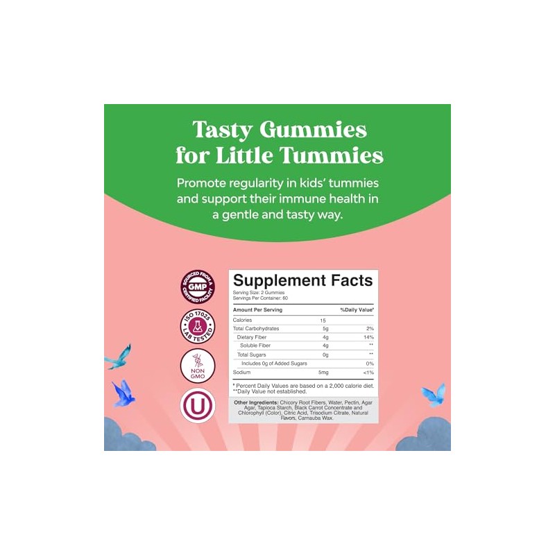 Natures Craft Gomitas Fibra Alto Contenido Prebiótico Niños Suplementos Dietética