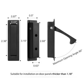 Malimali Pocket Door Pull Handle, Edge Pull, Stainless Steel Pocket Door Hardware Recessed Sliding Door Pulls Finger Flush Pull (Matte Black, 2 Pack)