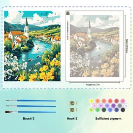 MAXBYE Malen Nach Zahlen Erwachsene Ländliche Szen, Paint by Numbers DIY Handgemalt Ölgemälde Kit Leinwand Acrylfarben Painting für Home Decor Geburtstag Geschenk, Ohne Rahmen 40x50cm