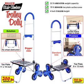 dbest products Stair Climber Bigger Trolley Dolly, Blue Shopping Grocery Foldable Cart Condo Apartment