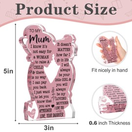 Gifts for Mum - Delicate Mum Birthday Gifts from Daughter - Engraved Acrylic Block Puzzle Piece Decorations - Thanksgiving Birthday Christmas Gifts for Mum, Mum Present Ideas
