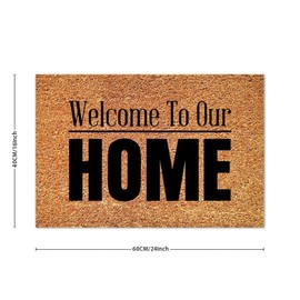 DecStic Welcome to Our Home Coir Mat Rug Motivational Quote Rustic Weather Resistant Non Slip Mat for Home Entrance Floor Door Porch 16x24in