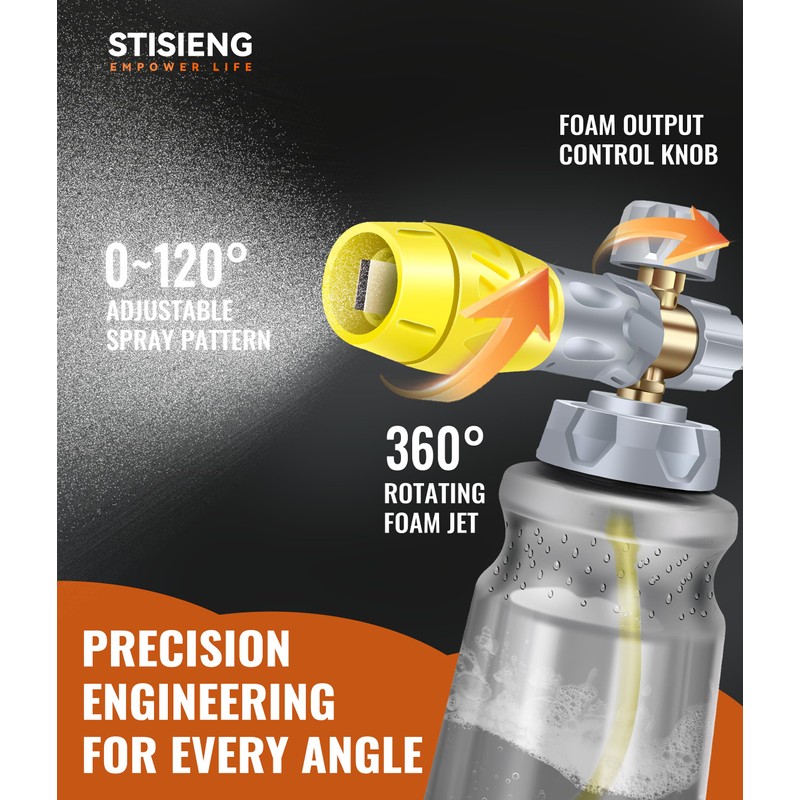 STISIENG Professional Foam Cannon for Pressure Washer, 1L Wide Mouth