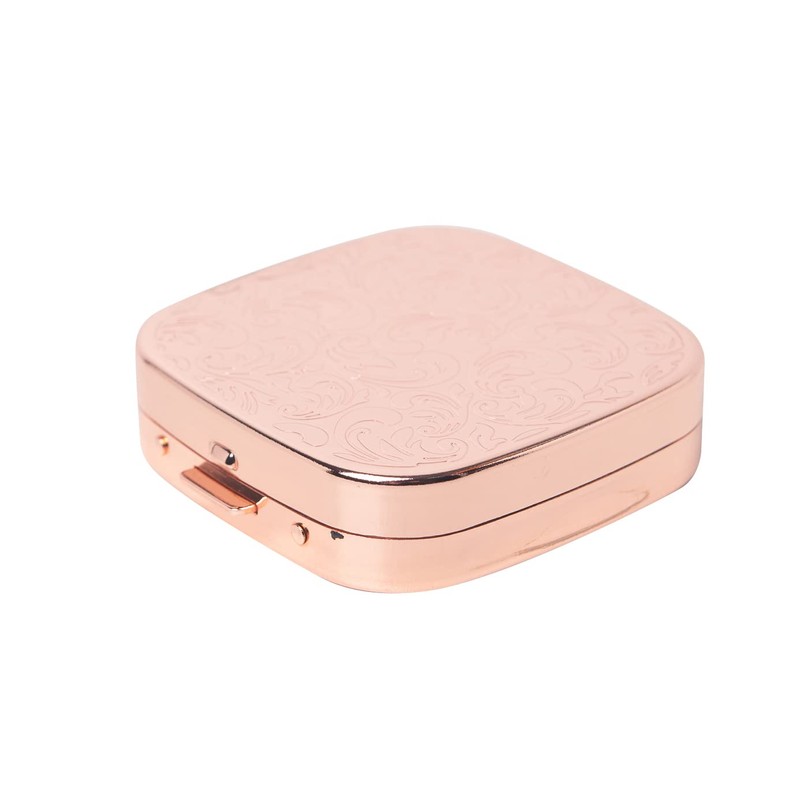 Einfache quadratische tragbare Pillendose aus Metall mit 3/8-Fach (Small, Rose