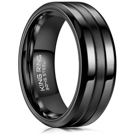 King Ring 8mm Basic Ring – Premium Polished Men Wedding Band Stainless Steel K16 – Black 10
