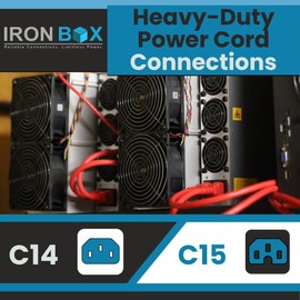 IronBox Electric C14 to C15 Power Cord - 15A/250V, 14/3 AWG SJT - Heavy Duty Cord - UL Listed IEC Power Cable Extension - Jumper Cables for Computer, Server, Desktop, Speaker & More (6ft, Blue)