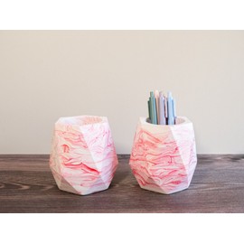 Beton Crafter Pink Concrete Pen Holder for Desk Organizer Pencil Holder Cup for Office