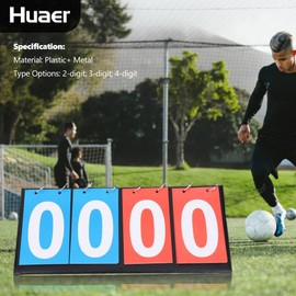 Sports Scoreboard, 2/3/4 Digit Portable Flip Scoreboards Sports Competition Score Board Table Top Score Counter Digital Scoreboard for Table Tennis Basketball Volleyball Football and Others(4-digit)