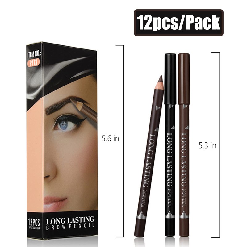 Eyebrow Pencils Set, 12 PCS Brown Eyebrow Eyeliner Pencils Set,