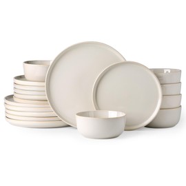 AmorArc Stoneware Dinnerware Sets,Round Reactive Glaze Plates and Bowls Set,Highly Scratch Resistant | Dishwasher & Microwave Safe,Dishes Service for 6 (18pc)
