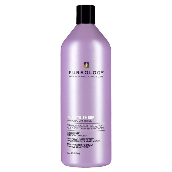 Pureology Hydrate Sheer Nourishing Shampoo | For Fine, Dry Color Treated Hair | Sulfate-Free | Silicone-Free | Vegan