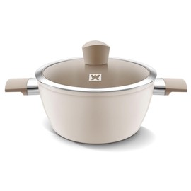 WAGENSTEIGER Aluminum Stock Pot with 7-Layered Ceramic Coating, Non-Stick Surface, Tempered Glass Lid, Dual Heat-Proof Handles, PFOA, PFAS, Lead, Cadmium Free, 3.63Liters /3.84Quarts