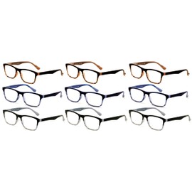 V.W.E. 9 Pairs of Bulk Reading Glasses - Comfortable Stylish Spring Hinge Lightweight Readers For Men Women (9 Pairs Assorted 104, 2.50)
