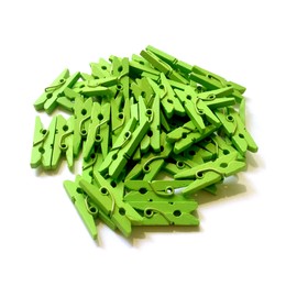 LWR CRAFTS Craft Wooden Mini Clothespins, 2.5cm Length, 15 Colors, 100 Per Pack (Lime Green)