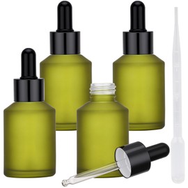 Segbeauty 2oz Small Frosted Glass Dropper Bottle, 2 Pack 60ml Green Travel Glass Eye Dropper Bottles for Essential Oils Bottles Empty, Mini Liquid Travel Containers Refillable with Transfer Tool