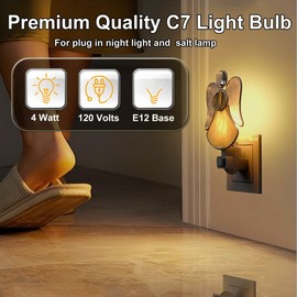ZwwYvv Night Light Bulbs,E12 Candelabra Base,4 Watt/C7/120V Decorative Bulb,Warm White,6 Pack