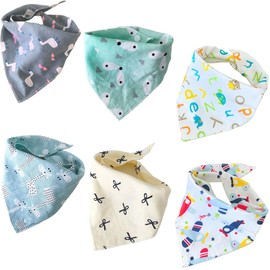 EIYVPRA Baby Muslin Bibs Bandana Absorbent Drool Bibs Baby: 100% Cotton Triangular Scarf Baby Triangle Scarf Baby Bib Baby Bib for Baby Girls and Boys (Pack of 6)