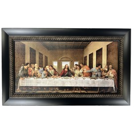 Mom’s Art Studio - Last Supper Wall Decor 36.5 X 22 Inches, Leonardo Da Vinci Reproductions, Museum Look Art Framed, Artist’s Acrylic Coating, Wall Art for Home Decor (Small, Black)