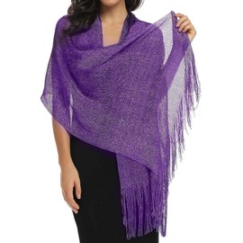 Tapp Collections Sparkling Metallic Shawls and Wraps with Buckle for Evening Dresses Wedding Party - Metallic Purple
