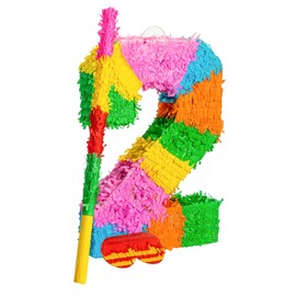 Fax Potato Number 2 Pinata Set with Stick & Blindfold | 35 x 7.5 x 50cm - Green, Red, Yellow