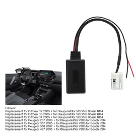 lvifloae Wireless Bluetooth Module Adapter RD4 Stereo Bluetooth Aux Adapter Radio Car Audio Transmitter Module Aux Input Cable Replacement for C2-8 Expert 207 307 308 407