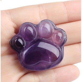 YATOJUZI Amethyst Crystal Worry Stones for Anxiety Natural Crystals and Healing Stones Cat Paw Worry Stone Anxiety Relief Items Meditation Accessories Stress Relief Cat Gifts for Women Cat Lovers