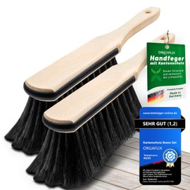 ORGAFLIX 2 Stück Premium Handfeger Rosshaar mit Kantenschutz, extra staubbindend durch hochwertige Rosshaarmischung, Handbesen ohne Besen, Hand-Rosshaarbesen, Hand-Kehrbesen, Made in Germany