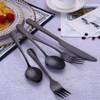 5PCS Stainless Steel Tableware with Round Edge Black Flatware Cutlery