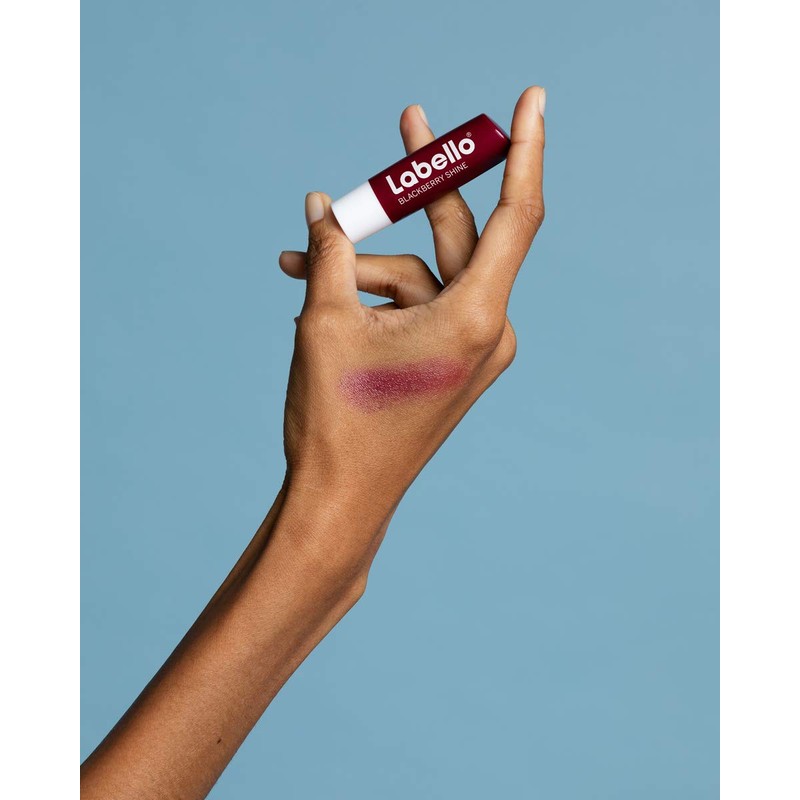 Labello Blackberry Shine Lip Balm with Soft Red Shine and