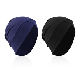 TYFGRT 2 Pieces Elastic Base Hat, Women's Swimming Cap, Women's Pleated Hat, Soft Turban Hat, Breathable Turban Hat, Fashionable Women's Hat