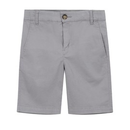 Spring&Gege Boys' Cotton Twill Flat Front Uniform Stretch Chino Shorts, Silver, 9-10 Years