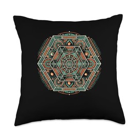 Metatron Cube Mandala Meditation Energy Healing Throw Pillow