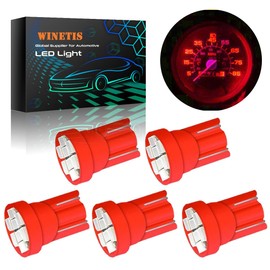 WINETIS 5X t10 led Instrument bulb Gauge Cluster Dash Panel LED Dashboard LED Light Bulbs Kit Replacement for Chevy 1973-1987 C10 C20 C30 Truck, Replacement for Mazda Miata MX-5 1999-2005, Bright Red
