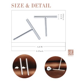 Infinite U Simple 925 Sterling Silver Bar Studs Earrings Ear Studs for Women/Girls, Silver