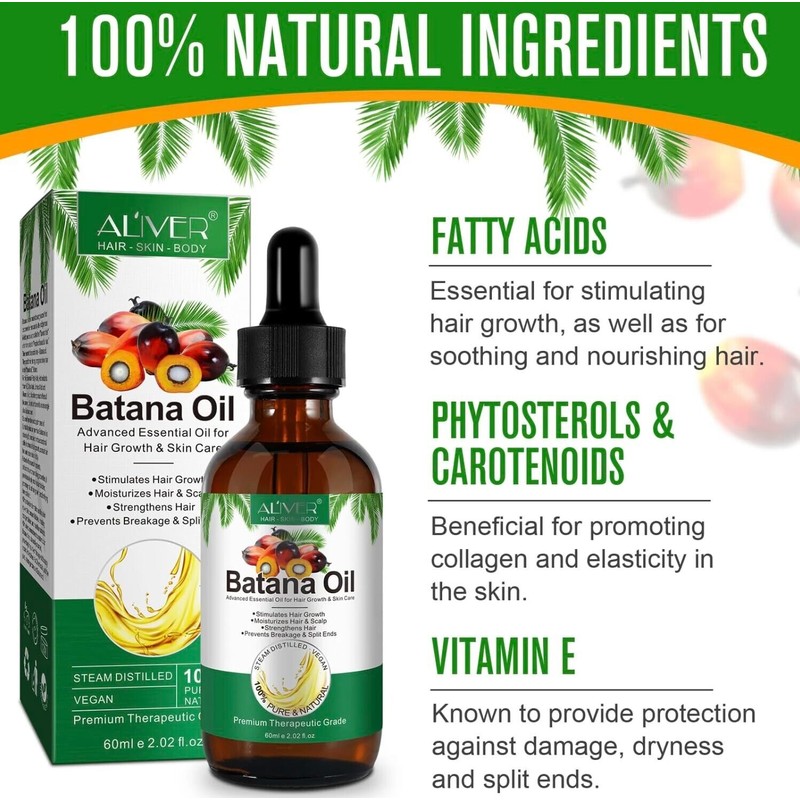 Aliver Batana Oil Hair Growth 2.0fl.oz Reduce Hair Loss By