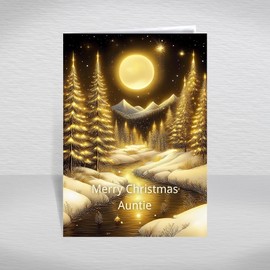 Auntie Christmas Card, A5 Size Special Christmas Card for Auntie, Aunty, Luxury Christmas Greeting Cards with a Christmas Wishes Greetings Verse Inside: Starlit Forest Christmas Card