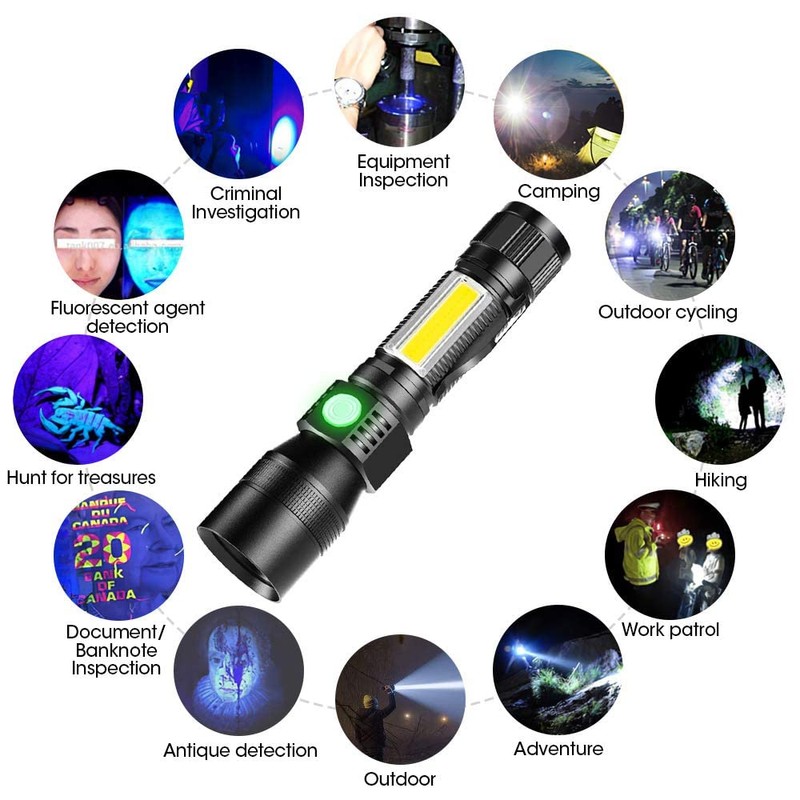 iToncs Blacklight flashlights, 3 in-1 Rechargeable Flashlights, UV Light Magnetic