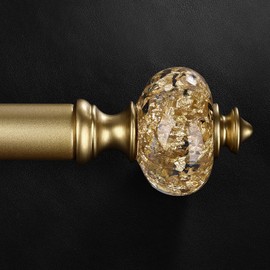 JRZOO Gold Curtain Rod for Windows 72 to 144 Inches, 1'' Heavy Duty Adjustable Modern Drapery Rods with Unique Crystal Finials, Luxury Decorative Curtain Rods, Size: 30-144''