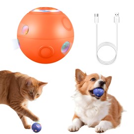 MYHJL Upgraded Automatic Cat Ball Dog Toy, Smart Rolling Ball Toy for Dog Cat, Electric Balls for Self Moving Interactive Cat Toys (Orange)