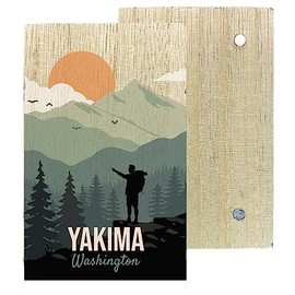 Yakima Washington 2" x 3" Wooden Fridge Magnet Hiking Design Camping Souvenir Single