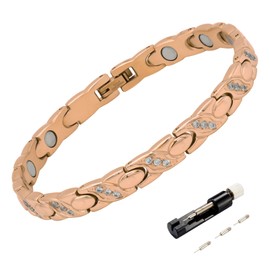 Women's Magnetic Bracelet, Titanium Magnetic Bracelets for Women, Adjustable Length with Sizing Tool Fashion Accessories, Stainless Steel Therapy Jewelry with Gift Box Adjustable Design (RoseGold)