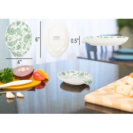 Nat & Jules Green Paisley 6 x 4 inch Ceramic Oval Countertop Spoon Rest - Versatile & Ideal for Everyday use from your Stove Top, Kitchen Counter, and Coffee or Cooking Stations, Green Paisley