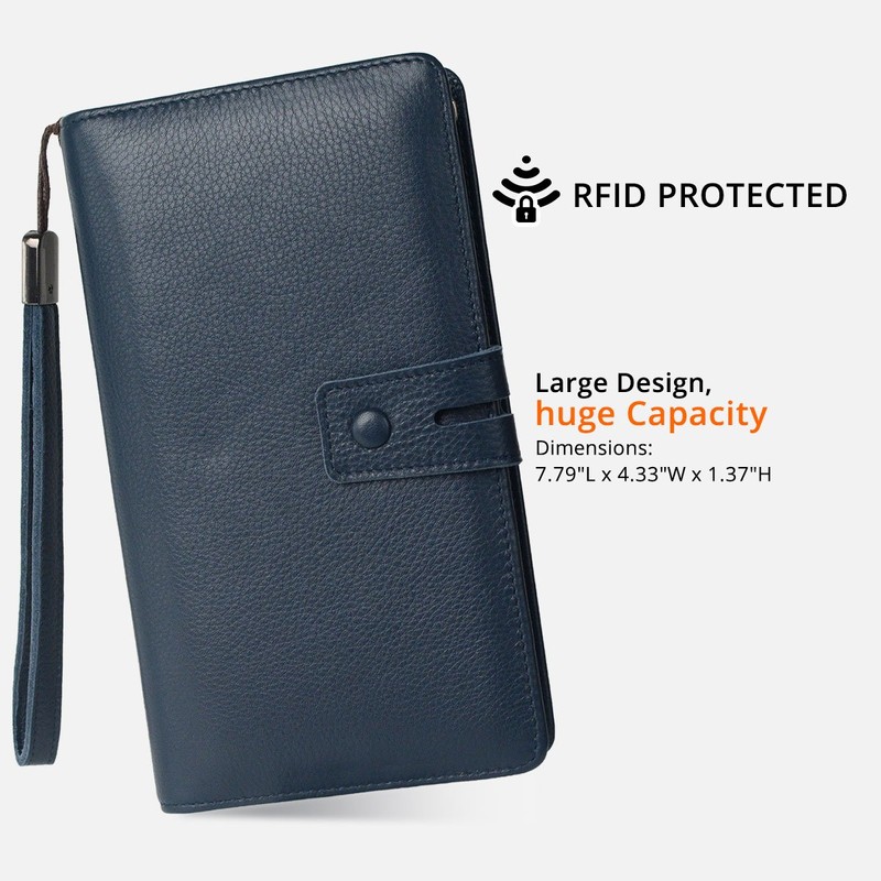Women's Big Fat Rfid Blocking Leather Clutch Wallet Organizer Checkbook