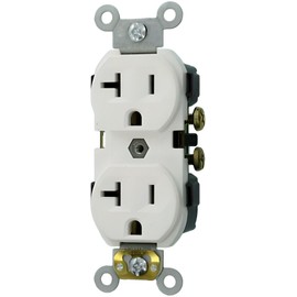 Leviton CR20-W 20-Amp, 125-Volt, Narrow Body Duplex Receptacle, Straight...